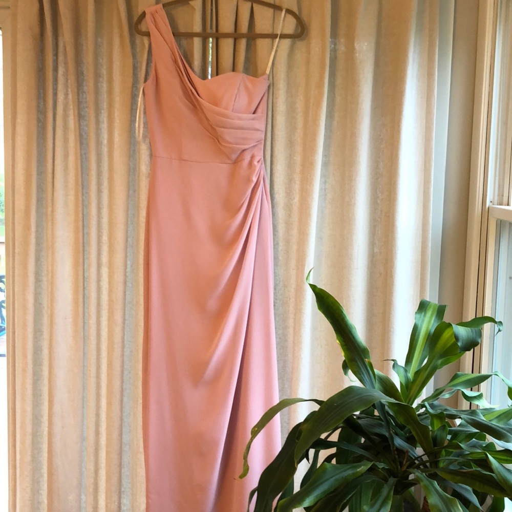 One strap pink gown